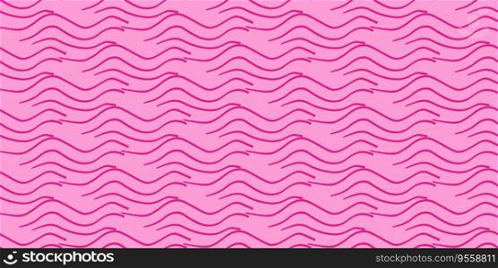 Barbie background. Pink shape seamless pattern. Trendy Barbiecore Style. Strokes like waves. Template for textile and wallpaper. Vector illustration

