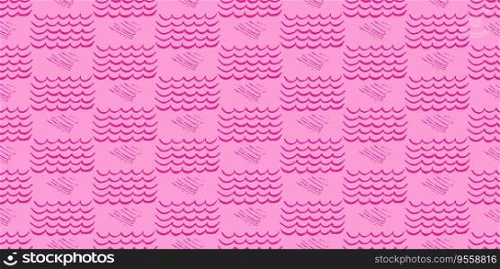 Barbie background. Pink shape seamless pattern. Trendy Barbiecore Style. Strokes, waves randomly. Template for textile and wallpaper. Vector illustration

