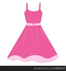 barbiecore dress pink doll girl play clothes icon element vector illustration