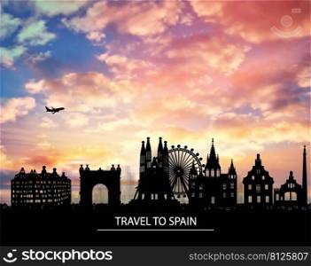 Barcelona spain city skyline silhouette