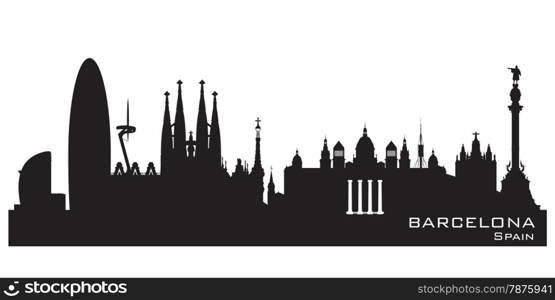 Barcelona Spain skyline Detailed vector silhouette