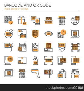 Barcode and Qr code , Thin Line and Pixel Perfect Icons