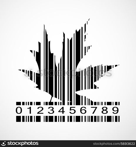 Barcode Autumn Maple Leaf Image Vector Illustration. EPS10