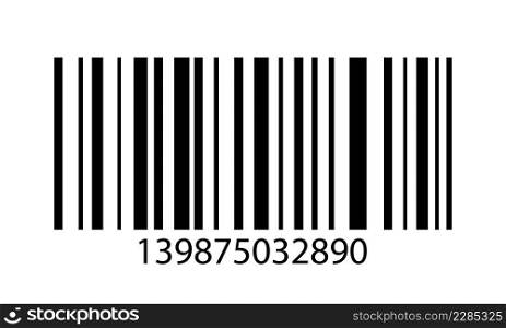 Barcode. Barcode of product in supermarket. S&le of bar code for scan in shop. Symbol for price, freight, purchase and identification. Data icon for scanner and sale. Sticker isolated vector.