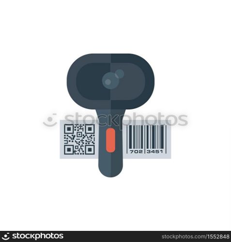 Barcode icons and barcode scanner in a trendy flat design