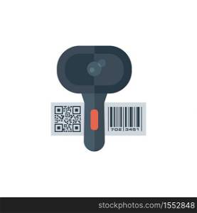 Barcode icons and barcode scanner in a trendy flat design