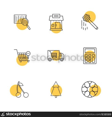 barcode reader , truck , calculator , tree , honey , cherry ,fruits , calculator , tree , football , icon, vector, design, flat, collection, style, creative, icons , cart ,