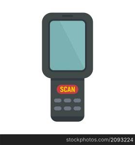 Barcode scanner monitor icon. Flat illustration of barcode scanner monitor vector icon isolated on white background. Barcode scanner monitor icon flat isolated vector