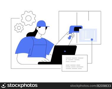 Barcode scanning abstract concept vector illustration. Barcode generator software, warehouse logistics, parcel tracking and sorting, warehouse automation system, solution abstract metaphor.. Barcode scanning abstract concept vector illustration.