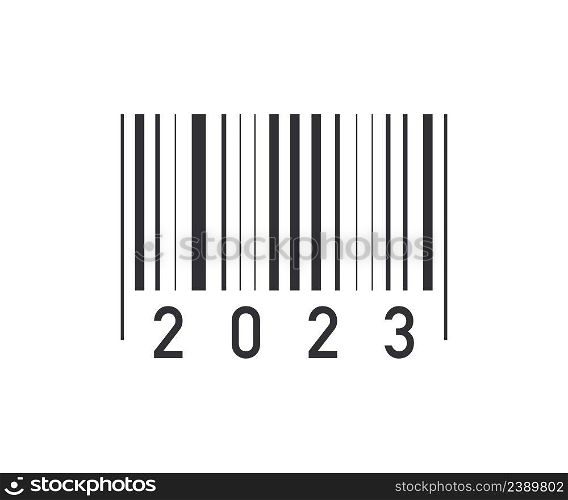 Barcode style number 2023 icon. Scan sign vector desing.