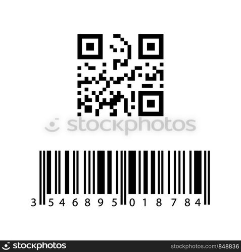 barcode with qr code in flat design. Eps10. barcode with qr code in flat design