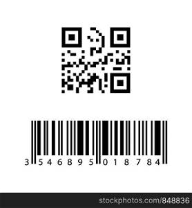 barcode with qr code in flat design. Eps10. barcode with qr code in flat design