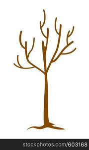 Bare tree without leaves. Dead and dry tree. Vector cartoon illustration isolated on white background.. Tree without leaves vector cartoon illustration.