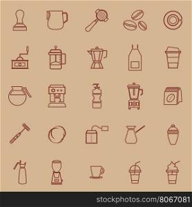 Barista line color icon on brown background, stock vector