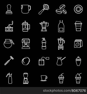 Barista line icon on black background, stock vector