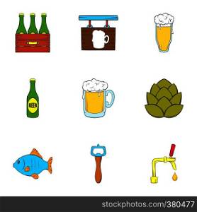 Barley drink icons set. Cartoon illustration of 9 barley drink vector icons for web. Barley drink icons set, cartoon style