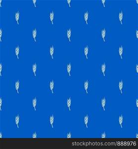 Barley spike pattern repeat seamless in blue color for any design. Vector geometric illustration. Barley spike pattern seamless blue