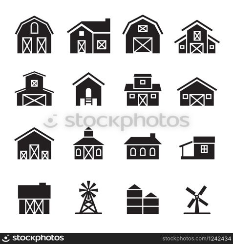barn & farm building icon set