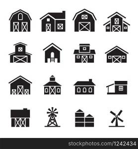barn & farm building icon set