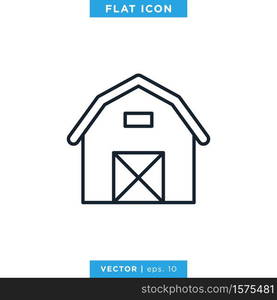 Barn Icon Vector Logo Design Template. Editable Stroke