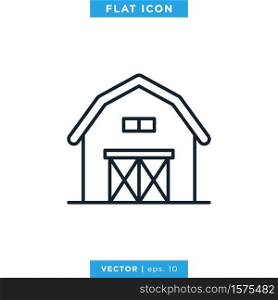 Barn Icon Vector Logo Design Template. Editable Stroke