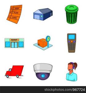 Barn icons set. Cartoon set of 9 barn vector icons for web isolated on white background. Barn icons set, cartoon style