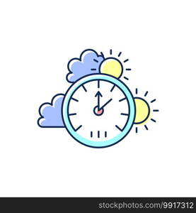 Barometer RGB color icon. Measuring air pressure in certain environment. Meteorological instrument. Atmospheric pressure and altitude. Distance above and below sea level. Isolated vector illustration. Barometer RGB color icon