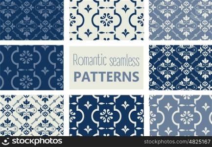 Baroque background set collection of romantic floral seamless pattern for decoration damask wallpaper, vintage style, , stock vector