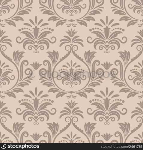 Baroque seamless vector pattern. Ornamental design retro textile, curve victorian beige illustration. Baroque seamless vector pattern