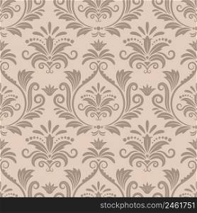 Baroque seamless vector pattern. Ornamental design retro textile, curve victorian beige illustration. Baroque seamless vector pattern