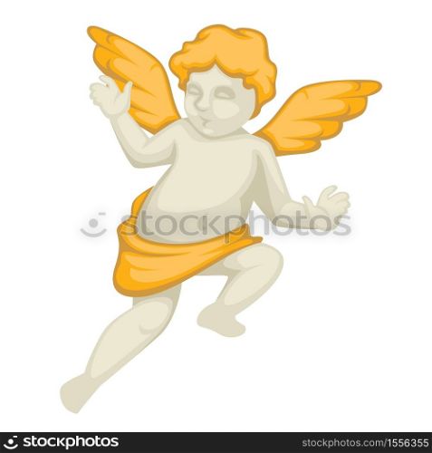 Baroque style decor angel sculpture with gold elements ancient art construction vector baby with golden wings cupid. or cherub architectural decoration male character legendary or mythical creature. Angel sculpture with gold elements Baroque style ancient art