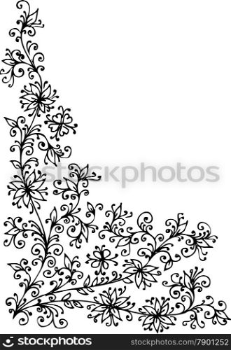 Baroque vignette. Eau-forte LXXXIX black-and-white swirl pattern decorative vector illustration.