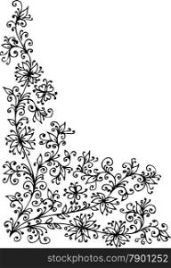 Baroque vignette. Eau-forte LXXXIX black-and-white swirl pattern decorative vector illustration.