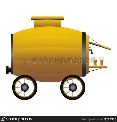 Barrel beer cart icon. Cartoon of barrel beer cart vector icon for web design isolated on white background. Barrel beer cart icon, cartoon style