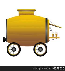 Barrel beer cart icon. Cartoon of barrel beer cart vector icon for web design isolated on white background. Barrel beer cart icon, cartoon style