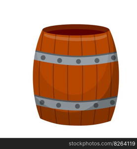 Barrel. Element of village and middle ages. Brewing and winemaking. Cartoon flat illustration. Old wooden packaging for beer and liquid. Barrel. Element of village and middle ages.