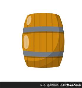 Barrel. Element of village and middle ages. Brewing and winemaking. Cartoon flat illustration. Old wooden packaging for beer and liquid. Barrel. Element of village and middle ages