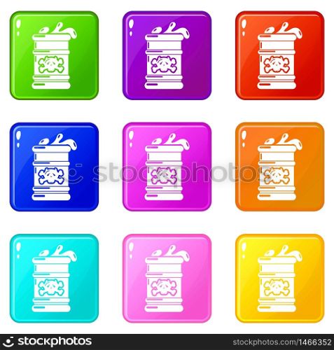 Barrel icons set 9 color collection isolated on white for any design. Barrel icons set 9 color collection