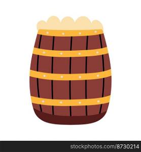 Barrel of beer with stump on white background. Vector isolated image for use in brewery or web design. Barrel of beer with stump on white background