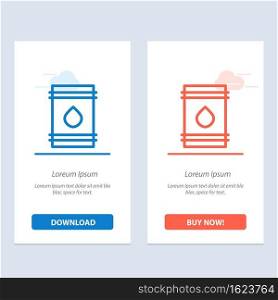Barrel, Oil, Fuel, flamable, Eco  Blue and Red Download and Buy Now web Widget Card Template