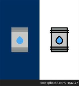 Barrel, Oil, Fuel, flamable, Eco Icons. Flat and Line Filled Icon Set Vector Blue Background