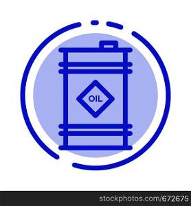 Barrel, Oil, Oil Barrel, Toxic Blue Dotted Line Line Icon