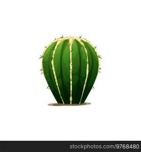 Barrel shape cactus isolated succulent scandinavian indian cacti. Vector prickly flower plant, desert decoration element, western opuntia tropical botanical cactus. Tropical spiky cactus sharp thorns. Western opuntia cactus succulent green plant icon