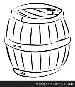 Barrel sketch, illustration, vector on white background.