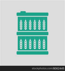 Barrel wheat symbols icon. Gray background with green. Vector illustration.