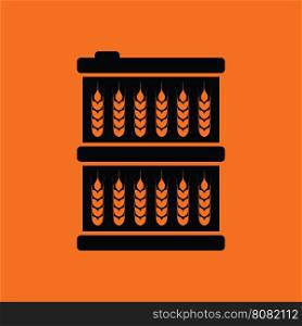 Barrel wheat symbols icon. Orange background with black. Vector illustration.