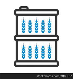 Barrel With Wheat Symbols Icon. Editable Bold Outline With Color Fill Design. Vector Illustration.