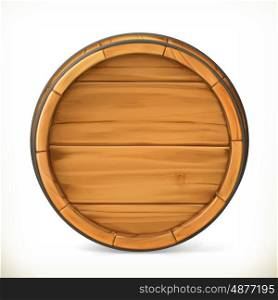 Barrel. Wooden sign. Vector 3d icon