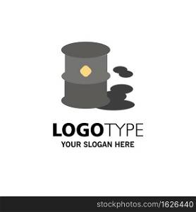 Barrels, Environment, Garbage, Pollution Business Logo Template. Flat Color