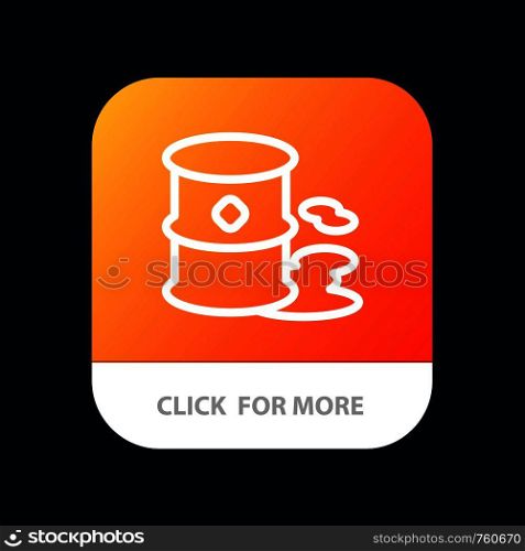 Barrels, Environment, Garbage, Pollution Mobile App Button. Android and IOS Line Version